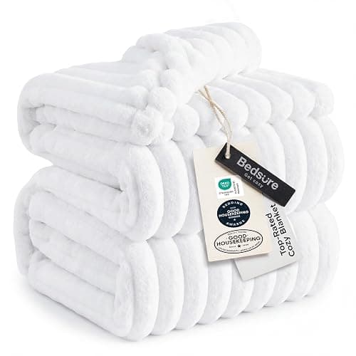 Bedsure GentleSoft King Throw Blanket for Couch - Cozy Soft Blankets for Women, Cute Small Fleece Throws for Girls, Bright White, 108x90 Inches - Image 1