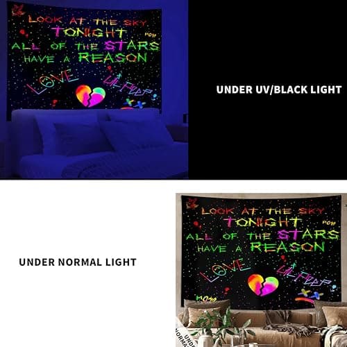 PSYHILAR Blacklight Lil Peep Tapestry, Black Light Posters for Bedroom, Star Shopping Rapper UV Flag (90 x 70 Inches) thumbnail 5