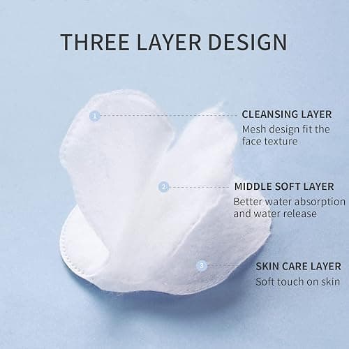 MSQ Cotton Rounds (300 Count), Makeup Remover Pads, Face Cotton Pads, Facial Cleansing Round Cotton Pads, Lint-Free thumbnail 4