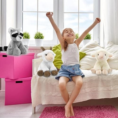 Plush Lamb Sitting Toys Stuffed Animal, Realistic Sheep Stuffed Animal Toy Characters Stuffed Filled in Limbs 8.5 Inch Soft Huggable for Kids with Stuffed Animals Easter Baptism Gift for Girls Boys thumbnail 2