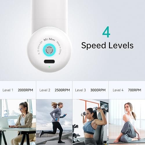 opove M3 Mini Massage Gun for Back Pain Relief, with Facial Mode, 7mm Amplitude, 4 Vibration Levels Ultralight Portable and Rechargeable Fascia Gun Active Recovery Women Presents thumbnail 5
