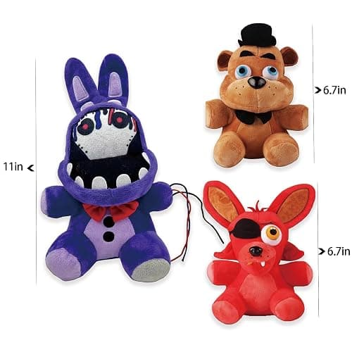 TZMAPU Fazbear Plush Foxy, Withered Purple Bunny, Stuffed Animal Figure Toys Gift for Kids, Security Breach Plush for Lovers (3PCS) thumbnail 3