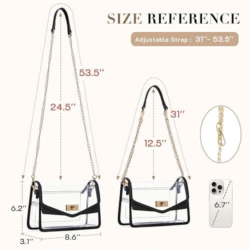 Missnine Clear Bag for Stadium Events Clear Crossbody Purse Stadium Approved Women Transparent Shoulder Bag for Concerts thumbnail 5