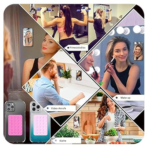 4 Stück Handy Saugnapf，Silikon Saugnapf Handy，Handy Kleber Rückseite，für Mobile Stromversorgung Handys Selfies und Videos (Schwarz Weiß Rosa) thumbnail 10