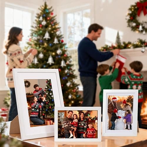 HappyHapi 8x10 Picture Frame Set of 6, 8x10 White Picture Frame Display Pictures 5x7 with Mat or 8x10 Without Mat. Wall Hanging Photo Frame or Tabletop Display Gallery Frame (White) thumbnail 2
