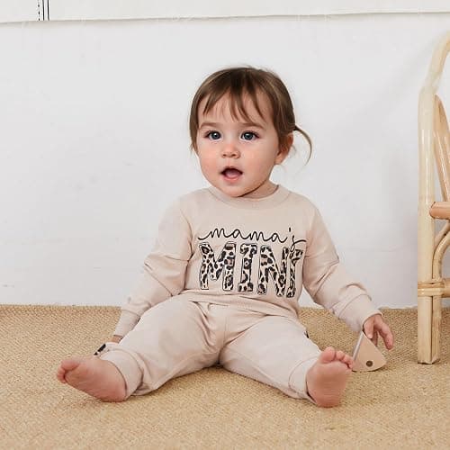 Kupretty Baby Girl Fall Winter Clothes Toddler Outfit Letters Graphic Crewneck Sweatshirts + Joggers Pants Set thumbnail 3