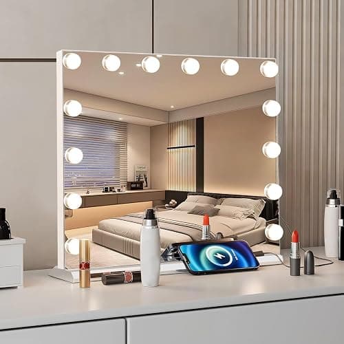 Hollywood Vanity Mirror with Lights, Lighted Makeup Mirror with 10X Magnification, Vanity Makeup Mirrors with Lights, USB Charging Port Touch Control, 14 LED Bulbs 3 Lighting Modes thumbnail 2