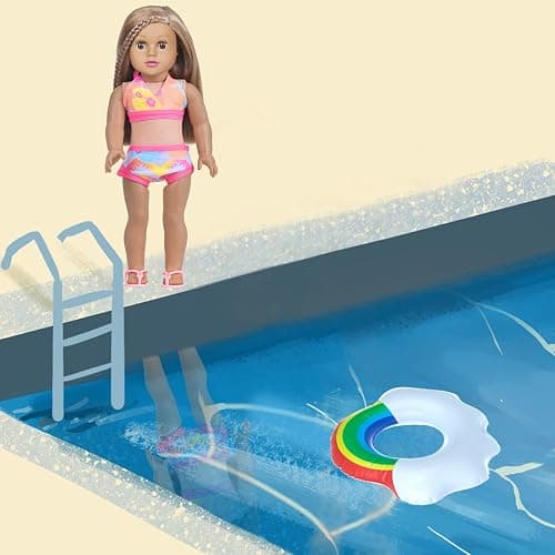 labooboo 18 Inch Girl Doll Clothes and Accessories Swimming Poor Play Set Fit 18 inch Girl Dolls ,Including Swimwear Shoes Sunglasses Swimming Ring Towel etc. thumbnail 6