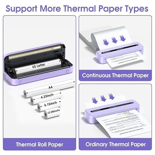 Phomemo M832 Portable Thermal Printer, Portable Printers Wireless for Travel, Inkless Bluetooth Printer for Phone Laptop, Small Printer Support 8.5'' x 11''/A4/4.33''/3.15''/2.08'' Thermal Paper thumbnail 3