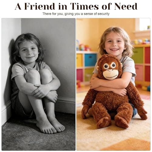 YEAfEAti 26 Inch Punch Monkey Plush Monkey Stuffed Animal, Soft Orangutan Plush with Velcro Hands and Feet, Huggable Emotional Support Comfort Companion Plush Toy Gift for Kids Adults thumbnail 4