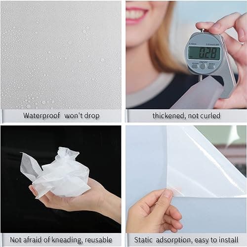 Frosted Glass Window Film with Tools,Reusable Window Privacy Film,Static Clings Window Film Kit for Home Bathroom and Office. (White, 17.5Inch×78.7Inch) thumbnail 7