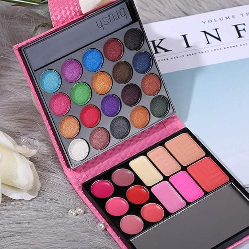 All in One Makeup Kit - 20 Eyeshadow, 6 Lip Glosses, 3 Blushers, 2 Powder, 1 Concealer, 1 Mirror, 1 Brush, Make Up Gift Set for Teen Girls, Beginners And Pros thumbnail 7