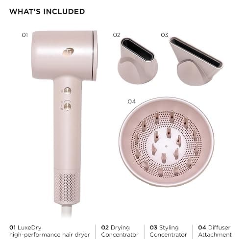 T3 LuxeDry High-Performance Hair Dryer Set with Drying Concentrator, Styling Concentrator & Diffuser Attachments |Fast, Powerful Drying & Styling |for All Hair Types thumbnail 7