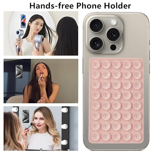 3 Pack Silicone Sticky Grip Holder for Cellphone, Silicone Suction Cup Phone Mount Hands-Free Double Sided Strong Grip Phone Holder for Selfie & Videos, Pink/Black/Transparent thumbnail 3