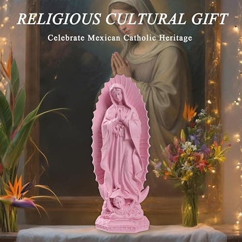 Virgen de Guadalupe Statues - Our Lady of Guadalupe Virgin Mary Statue, Pink Religious Mother Mary Statue, Catholic Virgencita de Guadalupe, Vrgin Mary Jesus Figurines for Home Decor Gifts, 12 Inch thumbnail 6