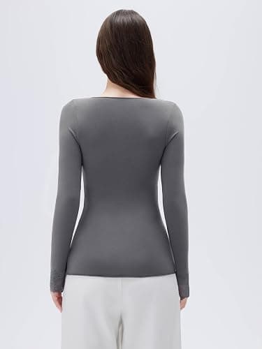 SUUKSESS Cloud Cashmere Women Basic Tops V Neck Boat Neck Lace Long Sleeve Shirt thumbnail 4