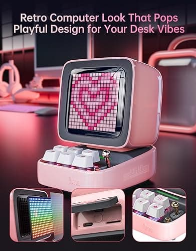 Divoom Ditoo Retro Pixel Art Game Bluetooth Speaker with 16X16 LED App Controlled Front Screen (Pink) thumbnail 6