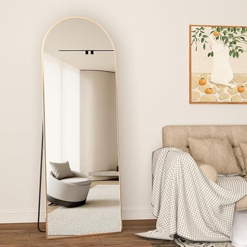 NEUWEABY Full Length Mirror 58"x18" Arch Floor Mirror with Stand Arched Mirror Full Body Mirror Gold Standing Hanging or Leaning Against Wall for Bedroom Entry, Bedroom, Living Room thumbnail 6