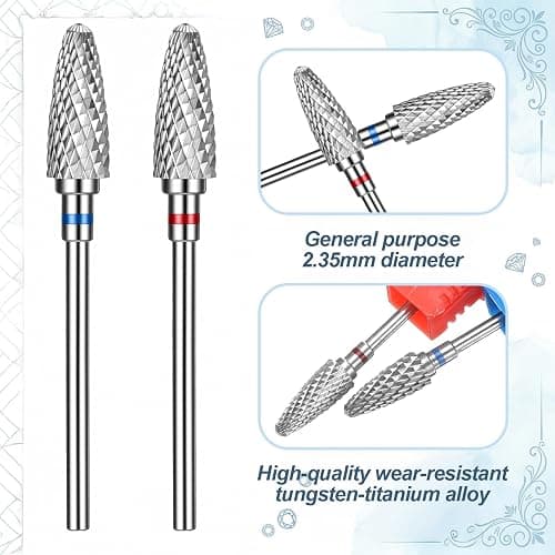 2 PCS 3/32" Carbide Nail Drill Bits Set, Professional Mini Mandrel Bit for Nails Drills Gel Removal Bit Nail Tech for Gel Polishing Cuticle Care and Nails Shaping thumbnail 3