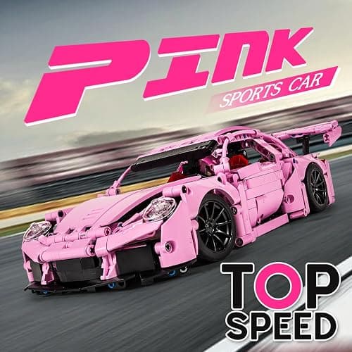 GOTIMON Pink Sports Car Building Blocks Set Toy, Collectible MOC Car Model, Building Blocks for Adults and Kids (1388 PCS) thumbnail 6