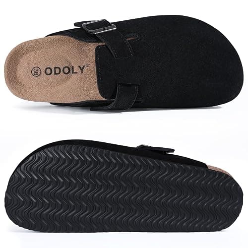 ODOLY Genuine Suede Clogs for Women Men Soft Cork Footbed Leather Mules Comfort Potato Shoes with Arch Support thumbnail 6