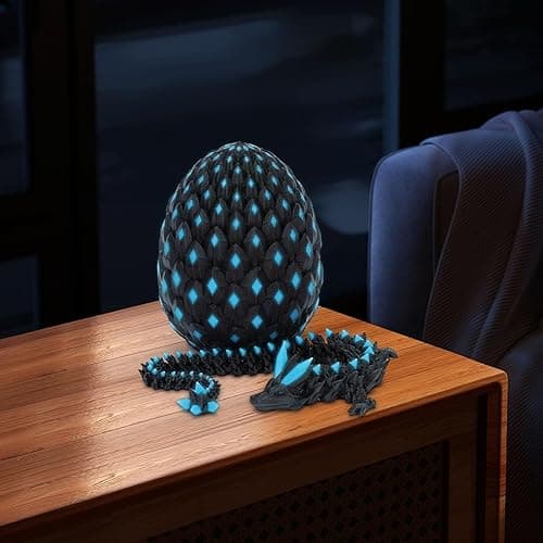 3D Printed Dragon Eggs with Dragon Inside, Glow in The Dark Articulated Animals, Crystal Dinosaur Eggs 3D Printed Surprise Toys, Home Office Decor Executive Desk Toys, Home Decor (Blue) thumbnail 9
