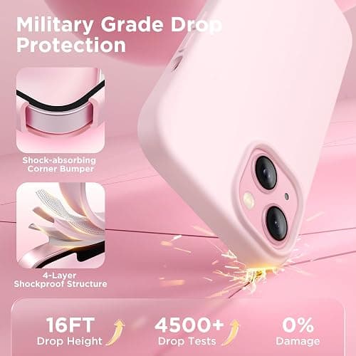 GolbinBox Magnetic for iPhone 15 Case, Compatible with MagSafe, [Soft Anti-Scratch Microfiber Lining], Slim Liquid Silicone Shockproof Protective Phone Case for iPhone 15 6.1 inch, Chalk Pink thumbnail 4