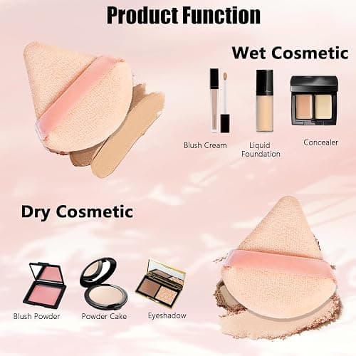 Oslynia 16 Pcs Triangle Powder Puff, Reusable & Washable Makeup Loose Setting Powder Puffs, Velvet Makeup Sponge Puffs for Contouring Corners, Face, Under Eyes(Black, White, Khaki, Powder) thumbnail 3