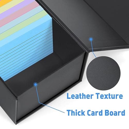Harhana 3x5 Index Card Holder Card File Box Organizer, Hold 1200 3x5-Inch Flash Cards 1 Pack Black thumbnail 6