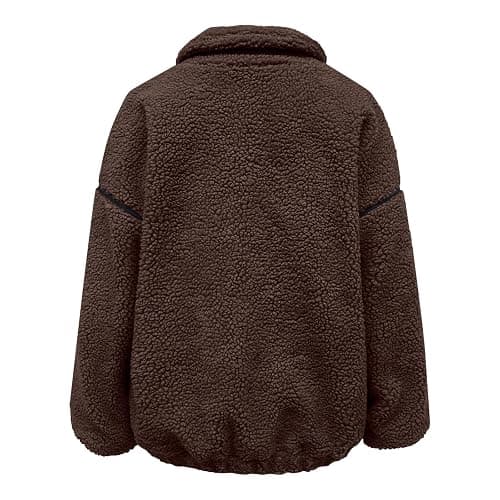 Sherpa Jacket Women Warm Zip Up Fleece Coat Stand Collar Fall Winter Fuzzy Jackets with Pockets Plush Outerwear Coats thumbnail 5