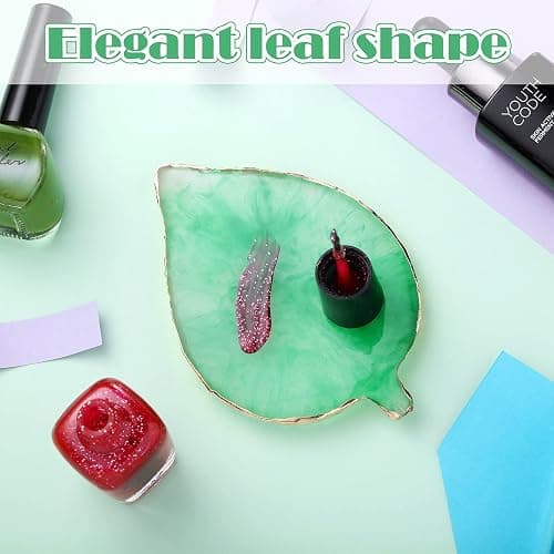 21 Pieces Nail Art Tools Kit, Resin Nail Art Palette Leaf Shape Mixing Palette and 20 Pcs Detail Brushes with Golden Edge Resin Holder Gel Polish Colors Mixing Pallet thumbnail 6