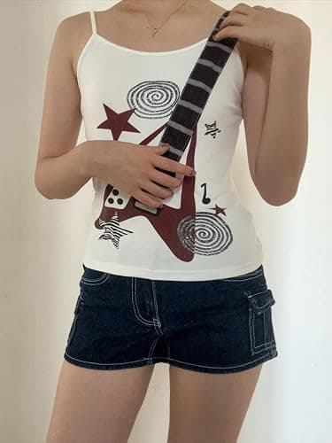 Y2K Punk Rock Tank Top for Women Vintage Graphic Camisole Harajuku Gothic Aesthetic Crop Shirt Grunge Emo Alt Clothes thumbnail 2