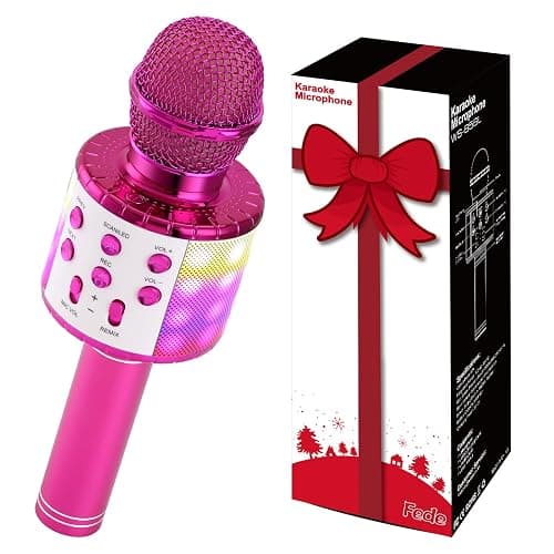 Fede Karaoke Microphone for Kids Adults, Wireless Bluetooth Microphone with LED Lights Portable Mic Speaker Karaoke Machine for Singing - Image 1