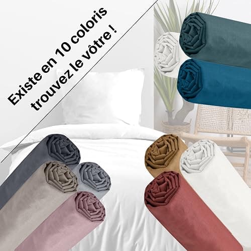 Lovely CASA - Drap Housse -Taille 90x190 cm Grand Bonnet 30 cm -100% Coton certifié Oeko-Tex - Couleur Blanc -Modèle Eden - Linge de Lit pour Maison - Doux et Confortable pour Nid Douillet thumbnail 7