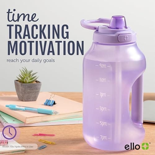 Ello Hydra 64oz Half Gallon Water Jug with Handle and Motivational Time Markers for All Day Hydration, Plastic Reusable Water Bottle with Straw and Locking, Leak Proof Lid, BPA Free thumbnail 7