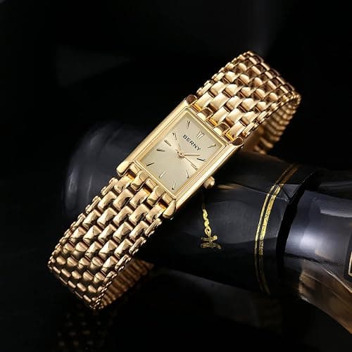 BERNY Gold Watches for Women Updated Ladies Quartz Wrist Watches Stainless Steel Band Womens Small Gold Watch Luxury Casual Fashion Bracelet Tools Included thumbnail 4