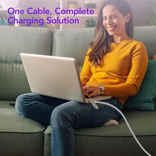 MFish 4-in-1 Universal USB Charging Cable with Carrying Case – 240W Max Fast Charger Cord, USB-A, Dual USB-C & Lighting, for iPhone 14/15/16/17 Series, iPad & MacBook and More (White, 6.6Ft) thumbnail 8