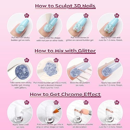 Solid Builder Gel for Nails 15g Clear Non-Sticky Molding Sculpting Gel | UV LED Soak Off 3D Nail Art Carving Building with Sculpture Pen Nail Art Tools Set thumbnail 6