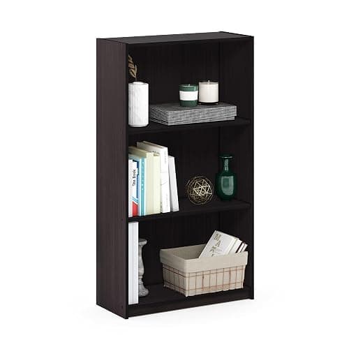 Furinno Basic 3-Tier Bookcase Storage Shelves, Dark Walnut thumbnail 5