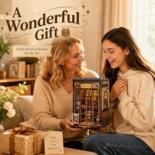 CRIOLPO Kit de coin livre pour adultes – Puzzle 3D en bois miniature à faire soi-même – Bibliothèque privée de Rudiger thumbnail 2