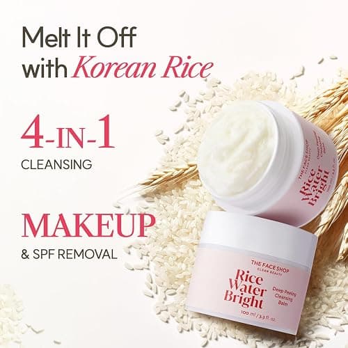 The Face Shop Rice Water Bright Cleansing Balm, Removes Makeup & SPF, 4-in-1 Makeup Remover, for All Skin Types, Korean Rice Extract, Lavender Oil, 100ml / 3.3 fl. oz. thumbnail 2