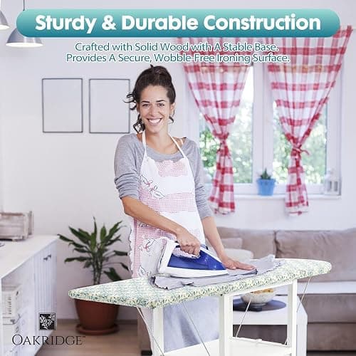 OakRidge Deluxe Ironing Board with Storage Cabinet, Perfect for Small Spaces with Extra Storage, Folding Station, Crafted with 100% Durable Wood, White Design – Measures 36.5" H x 15.5" W x 23" L thumbnail 7