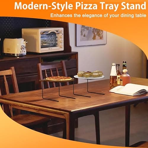 DIYIIRON Black Metal Pizza Tray Display Serving Stands | 6 Pack pizza rack holders, ideal for home, restaurant and canteen party food display thumbnail 6