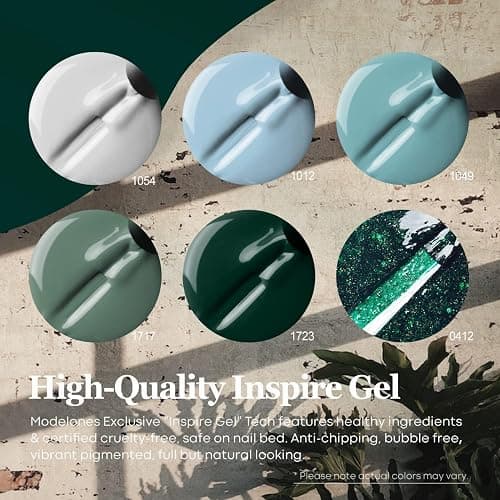 Modelones Blue Green Gel Nail Polish - 6 Colors Misty Gray Dark Green Glitter Gel Polish Kit Sage Green Baby Blue Nail Gel Polish Soak Off UV Gel Nail Lamp Gel Nail Kit DIY Home Nails Manicure Gifts thumbnail 5