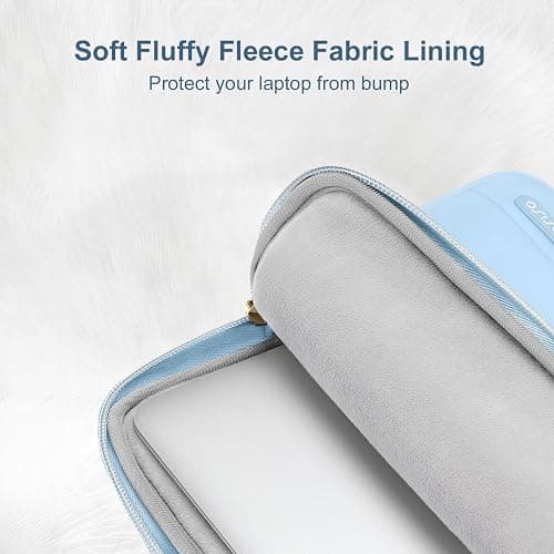 MOSISO 13.3 inch Laptop Case, 13-13.3 inch Puffy Laptop Sleeve Compatible with MacBook Air 13 13.6 M4 M3 M2 M1/Pro 13/Pro 14, HP Dell ASUS Lenovo,Polyester Horizontal Bag with Small Case, Air Blue thumbnail 3