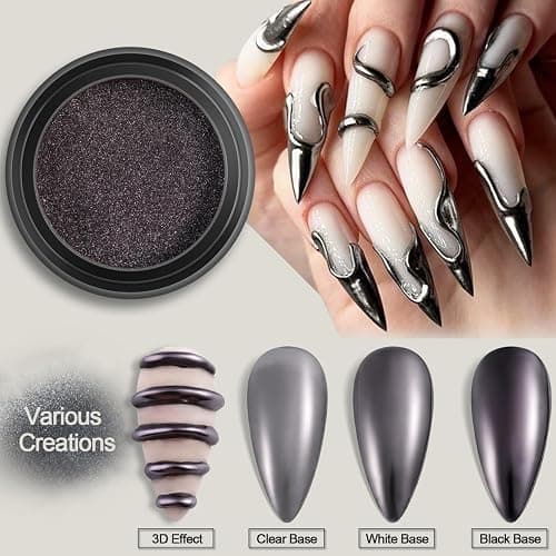 Fcozpjk 24 Colors Chrome Nail Powder Set Metallic Mirror Effect for Nails | Gold Silver Pink Chrome Nail Powder White Pearl Iridescent Multichrome Powder for Nails Rubbing Pigment Manicure Supplies thumbnail 6