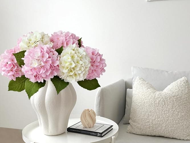 ZYTUYO 4PCS Silk White Hydrangea Artificial Flowers for Home Decor | 19.6 Inch Faux Hydrangea, Latex Petals, with Long Stems, Wedding Party Garden Arrangement, Table Centerpiece, DIY Bouquet thumbnail 9