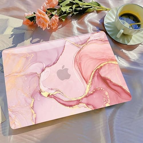B BELK Compatible with MacBook Air 13 inch Case 2021 2020 2019 2018 M1 A2337 A2179 A1932 Touch ID,Plastic Laptop Hard Shell+2 Keyboard Cover+Screen Protector for MacBook Air 13.3 inch Case,Pink Marble thumbnail 3