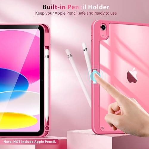 TiMOVO Case for iPad (A16) 11th Generation 11 Inch 2025, iPad 10th Generation Case 10.9 Inch 2022 with Pencil Holder,Slim Protective Cover with Clear Back Shell,Auto Wake/Sleep, Watermelon Pink thumbnail 4