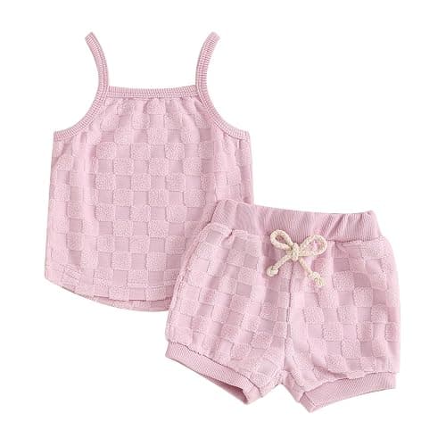 Kuriozud Baby Girl Summer Clothes Sleeveless Tank Top Shorts Set Cute Toddler Girl Outfit Aged 3 6 12 18 24 Months 2T 3T - Image 1